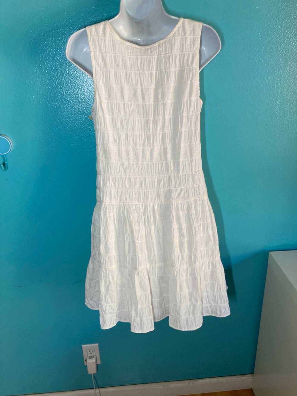 Max Studio Womens Size S Pullover White Cotton Summer Fit Flare Mini Dress - Picture 5 of 10